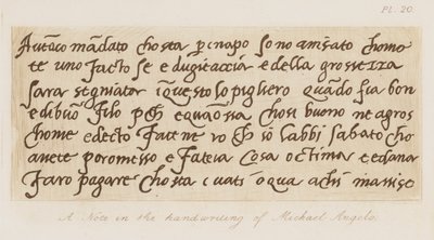 A note in the handwriting of Michelangelo by Michelangelo (after) Buonarroti