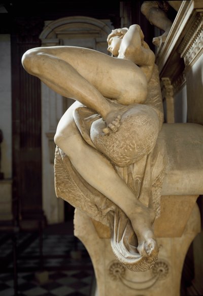 Allegory of the Aurora. Tomb of Laurent II of Medicis. Marble Sculpture 1531 by Michelangelo Buonarroti