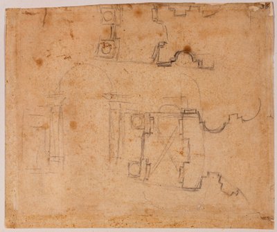 Architectural Elevation and Plan Details of San Giovanni dei Fiorentini by Michelangelo Buonarroti
