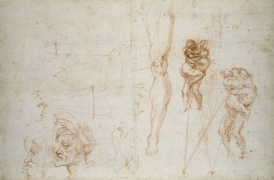 Hercules and Antaeus and other Studies, c.1525-28 by Michelangelo Buonarroti