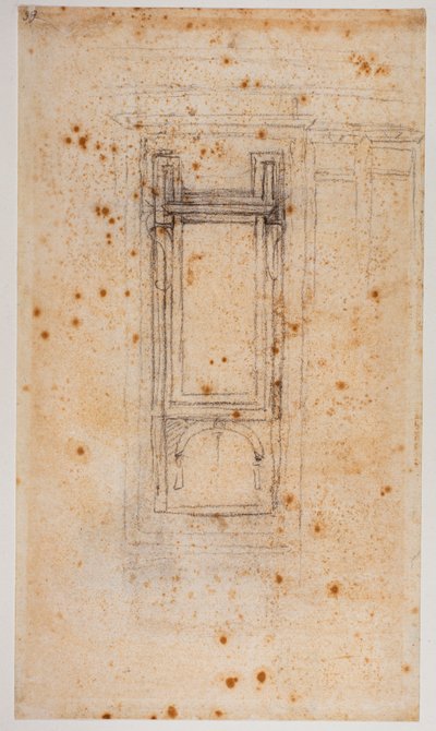 Design for a window and studies for the vestibule of the Laurentian Library, 16th century by Michelangelo Buonarroti
