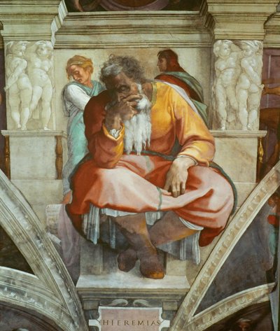 Prophets and Sibyls: Jeremiah Sistine Chapel ceiling in the Vatican by Michelangelo Buonarroti