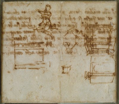 Slight Sketches of Architecture and a Small Figure Study, late 15th-early 16th century by Michelangelo Buonarroti