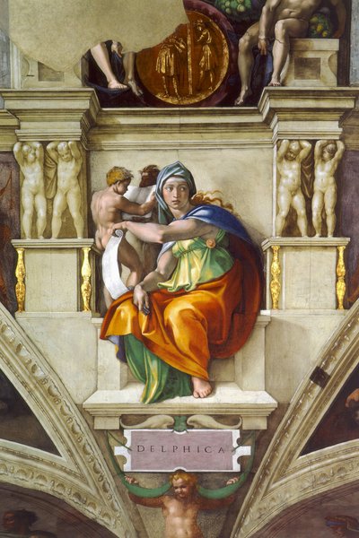 The Delphic Sibyl, Sistine Chapel Ceiling, Vatican by Michelangelo Buonarroti