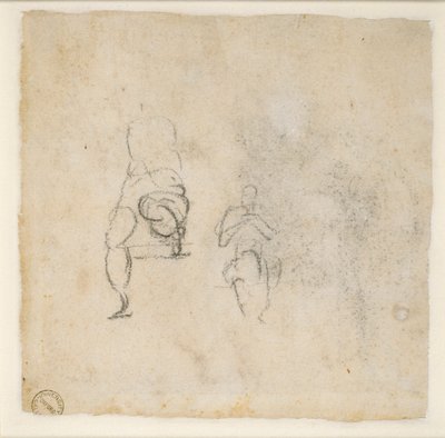 Two very slight sketches of seated Figures, c1490-1560 by Michelangelo Buonarroti