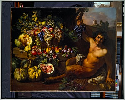 Still Life with a Satyr in a Landscape by Michelangelo Cerquozzi