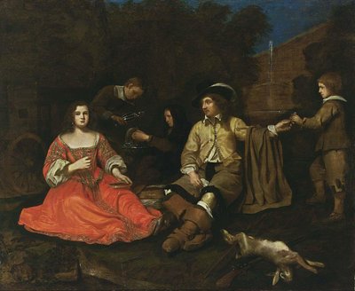 Elegant Hunting Company Resting by Michiel Sweerts