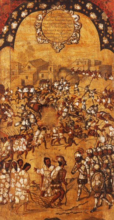 The Conquest of Mexico, Panel V, c.1696-1715 by Miguel Gonzalez