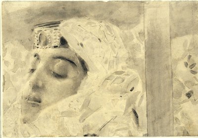 Tamara in the coffin. Illustration to the poem The Demon by Mikhail Lermontov by Mikhail Aleksandrovich Vrubel