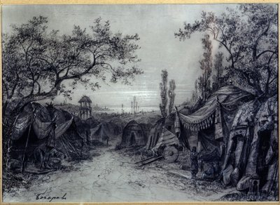 Stage Design for the opera Prince Igor by A. Borodin by Mikhail Ilyich Bocharov