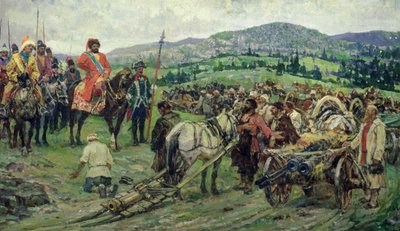Assisting the Leader of the Peasant Revolt, Emelyan Pugachev, in the Ural by Mikhail Ivanovich Avilov