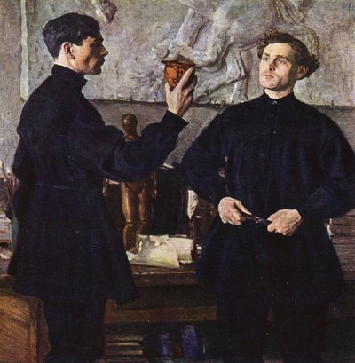 Portrait of the Korin Brothers, Artists by Mikhail Vasilievich Nesterov