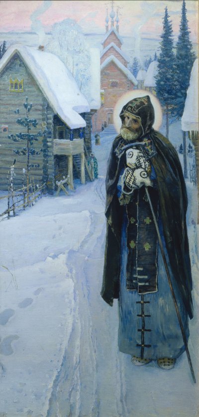 Saint Sergius labours Triptych, Right part, 1896 by Mikhail Vasilievich Nesterov