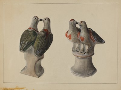 Chalkware Lovebirds, c.1937 by Mina Lowry