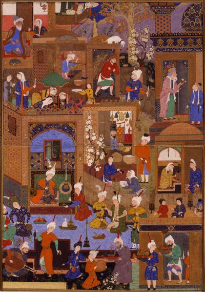 Nighttime in a City, Probably a Folio from an Illustrated Manuscript by Mir SayyidAli