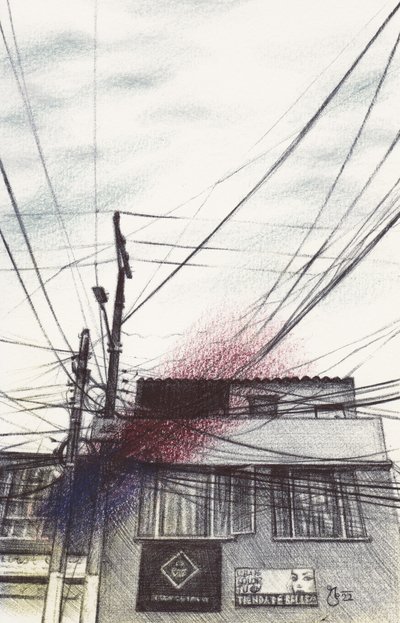 Tangled City Wires by Mirjam Schrei