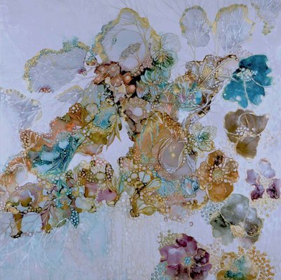 Ethereal Golden Blooms by Mishel Schwartz