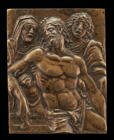 Christ in the Tomb, supported by the Virgin, Saint John, and an Angel by Moderno