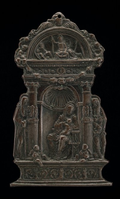 Madonna and Child Enthroned with Saint Anthony Abbot and Saint Jerome by Moderno