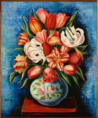 Bouquet of Flowers with Tulips and Lilies by Moise Kisling