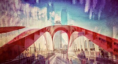 Vibrant City Bridge Reflections by Molly Fu APA