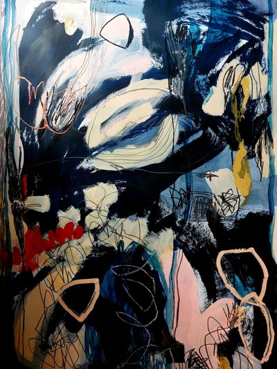 Deep Blue Abstract Movement by Monika Riethmueller