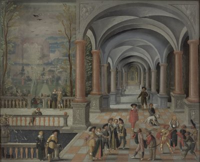 Festive Gathering and Figures from a Commedia dell