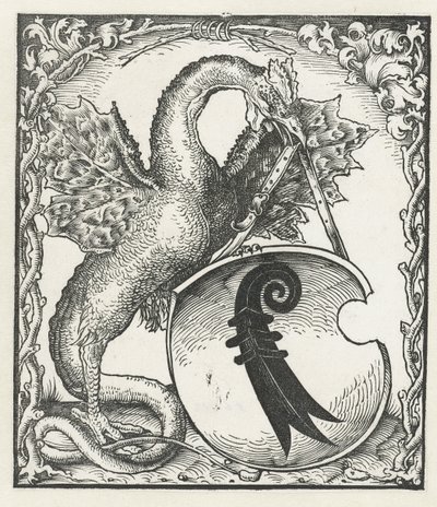 Dragon with the Coat of Arms of Basel by Monogrammist DS (graveur) (attributed to)