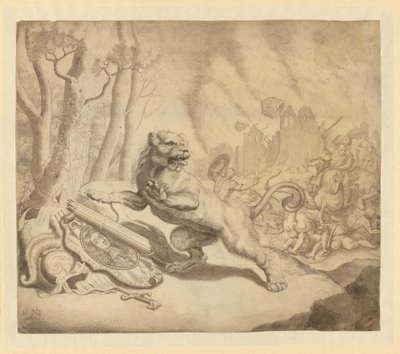 The Dutch Lion Seeks Help from William III, 1672 by Monogrammist ESB (tekenaar) (signed by artist)