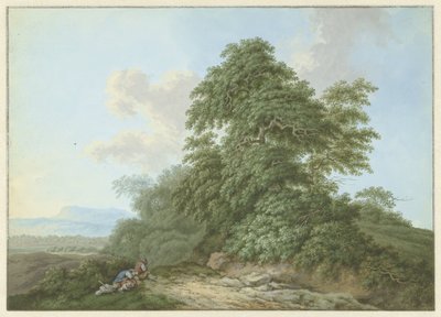 Landscape with Resting Travelers along a Road by Monogrammist FWH (possibly)