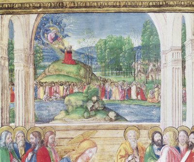 Moses receiving the Tablets of the Law from God: (detail) by Monte di Giovanni del Fora