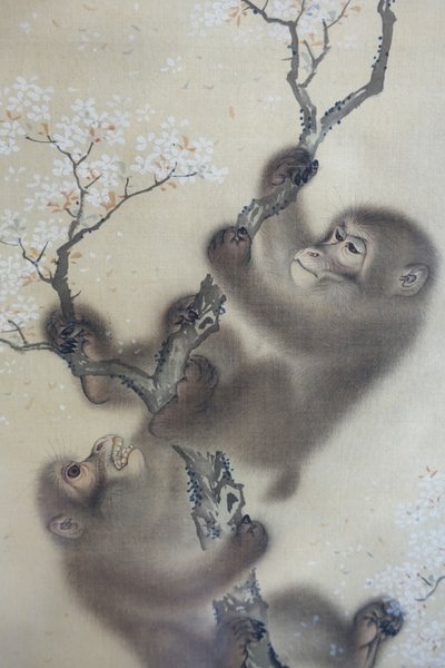 Monkeys in a Blossoming Cherry Tree, 1 of 2 by Mori Sosen