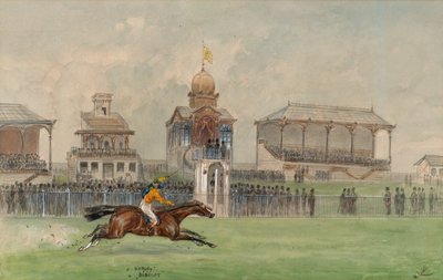 Horse Racing in the Freudenau in Vienna 1884 by Moritz Ledeli