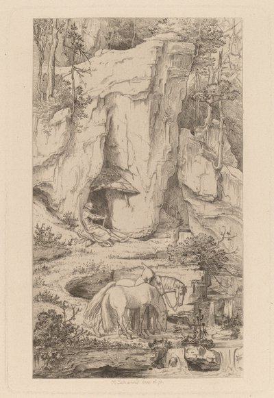 A Monk Leading Horses to Water by Moritz Ludwig von Schwind