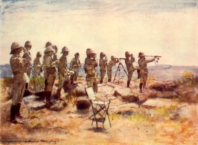 Lord Roberts and Staff Watching the Battle of Osfontein by Mortimer L Menpes