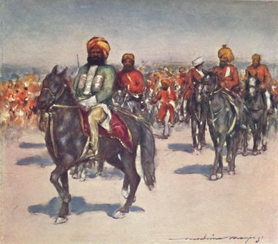 Native Horsemen in the Review of Native Retainers by Mortimer L Menpes