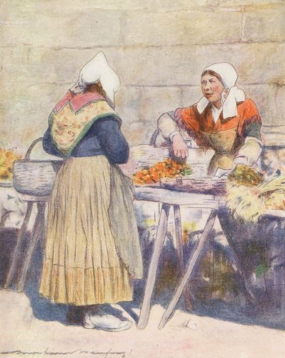 The Vegetable Market, Quimper by Mortimer Ludington Menpes