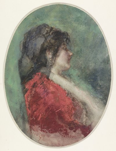 Portrait of a Young Woman in Profile by Mosè di Giosuè Bianchi