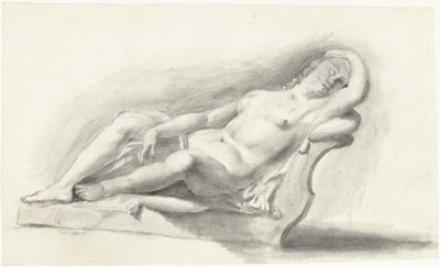 Nude Woman Lying on a Couch Cushion by Moses Ter Borch