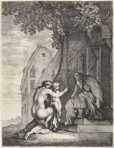 Naked Woman and Child with an Old Man by Moyses van Wtenbrouck