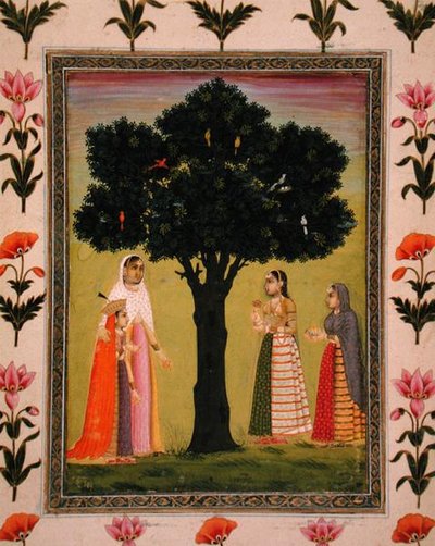 A Princess with Her Son Meets Two Ladies Who Offer Gifts (from the Small Clive Album) by Mughal School