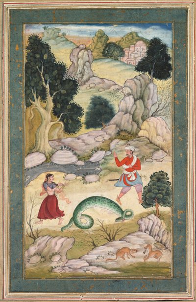 Lovers Parting, Page from a Book of Fables by Mughal School