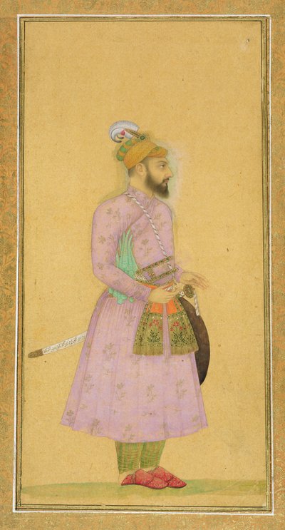 Standing figure of a Mughal prince, from the Small Clive Album by Mughal School
