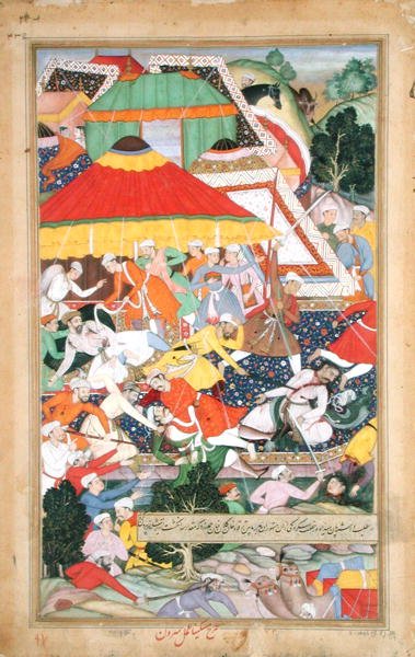 The Wounding of Kilan Khan by a Rajiput during his march to Gujarat in 1573, from the 