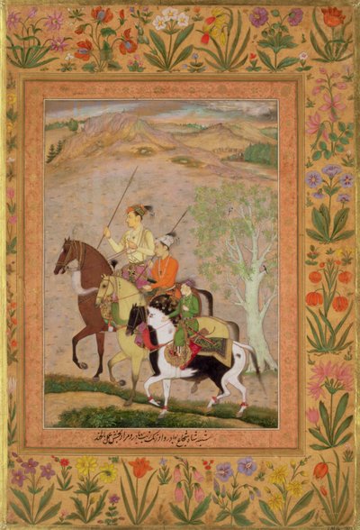 Three Princes Going Hunting, c.1635 by Mughal School