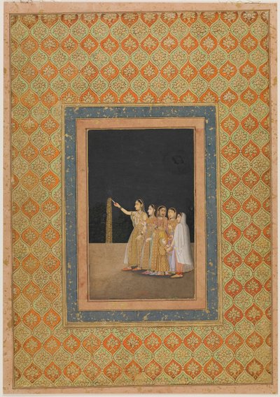 Court Ladies Playing with Fireworks, ca. 1740 by Muhammad Afzal