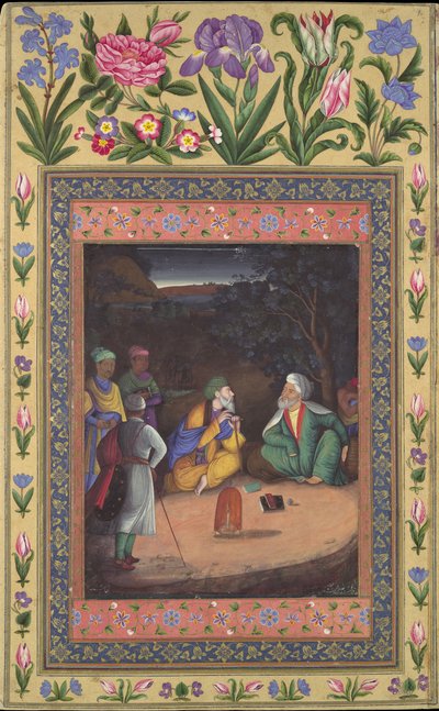 A Nighttime Gathering, Folio from the Davis Album by Muhammad Zaman