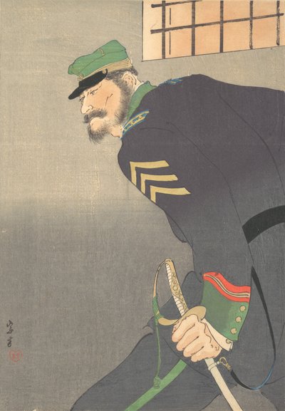 Print, Soldier with Sword, ca. 1906 by Munakata