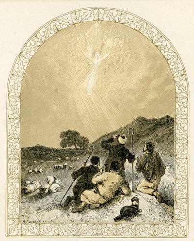 Angel appears to shepherds - Bible by Myles Birket Foster