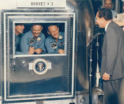 President Richard M. Nixon Welcomes the Apollo 11 Astronauts Aboard Recovery Ship USS Hornet, 1969 by NASA Images